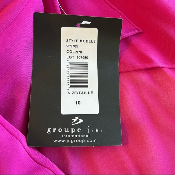 JS Boutique vintage fuchsia chiffon draped one shoulder dress beaded size 10 - Picture 9 of 13
